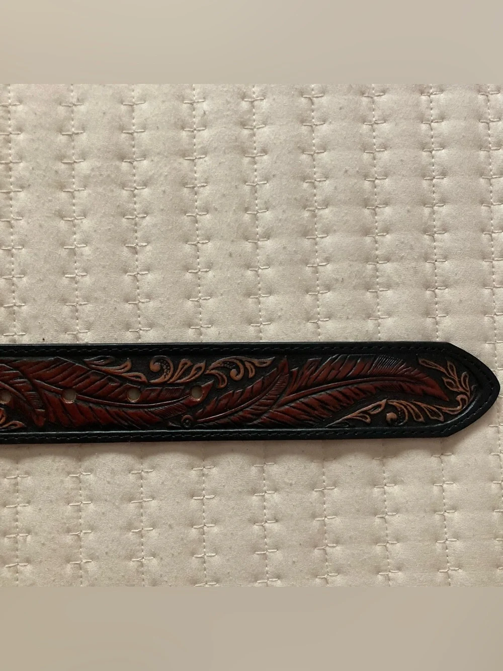 Justin Tooled Brown Leather Belt Men’s 32 Brown Indian Head Belt Buckle